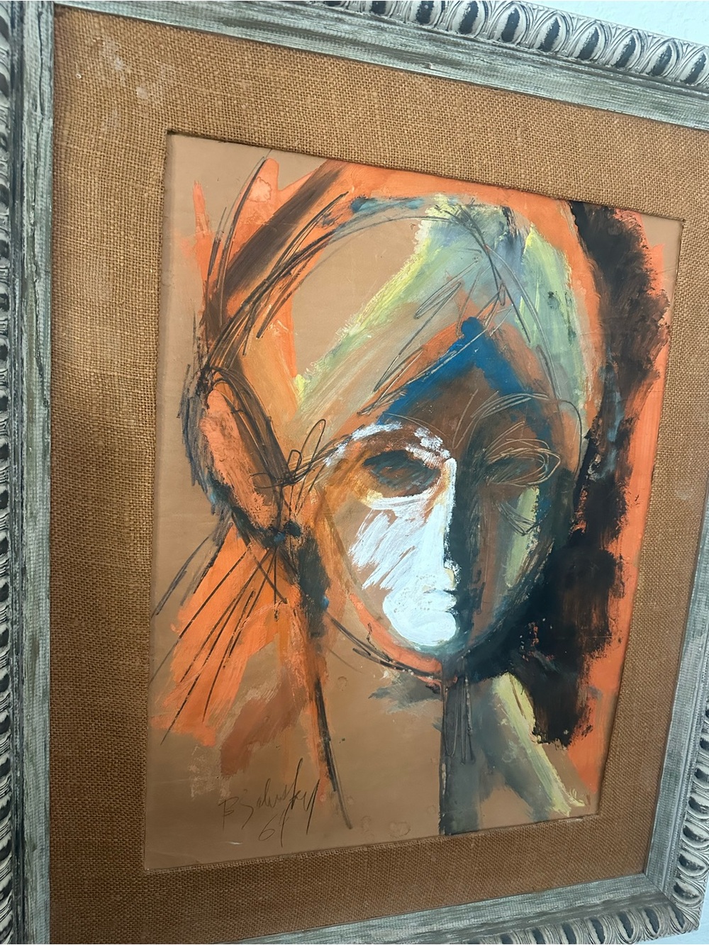 RARE ✨Bernard Zalusky MCM gaouche painting Expressionist  Painting signed